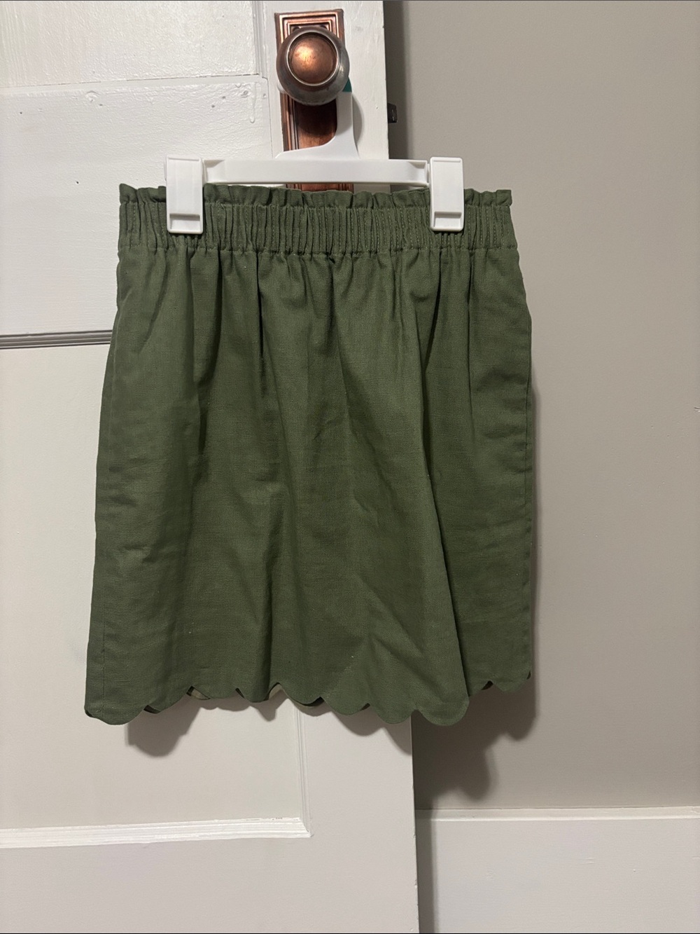 J. Crew Olive Green Scallop Hem Mini Skirt
